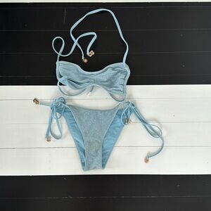blackbough swim light blue sparkle bikini